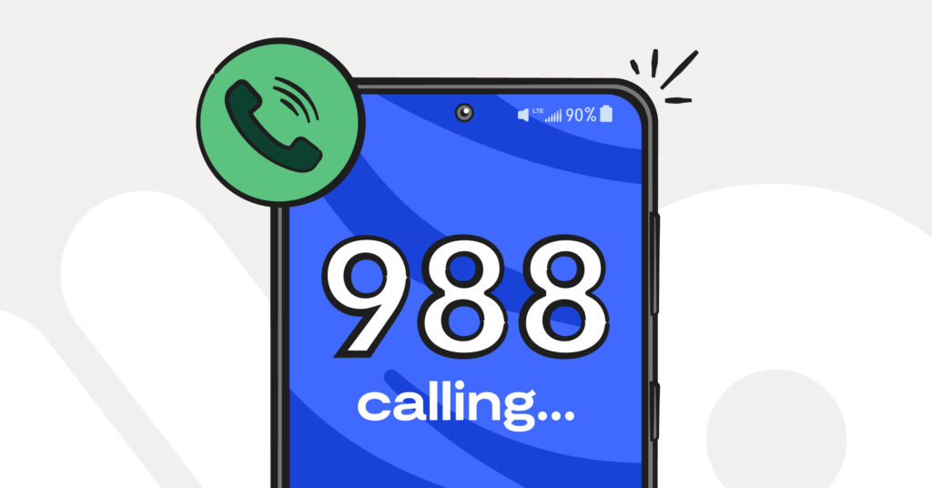Smart phone screen calling 988.