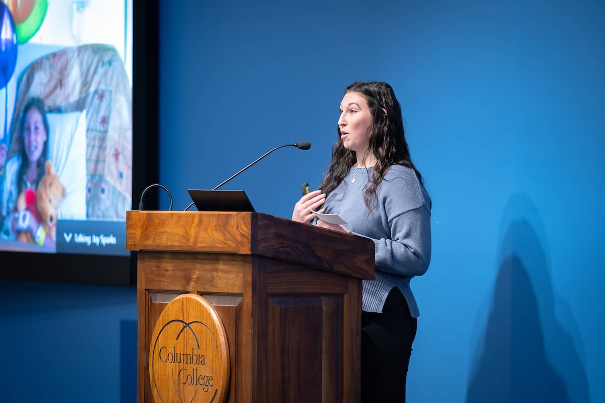 Samantha Strohschein presented her pitch for Ignite T1, which won second place at the 2024 Pitch Competition.