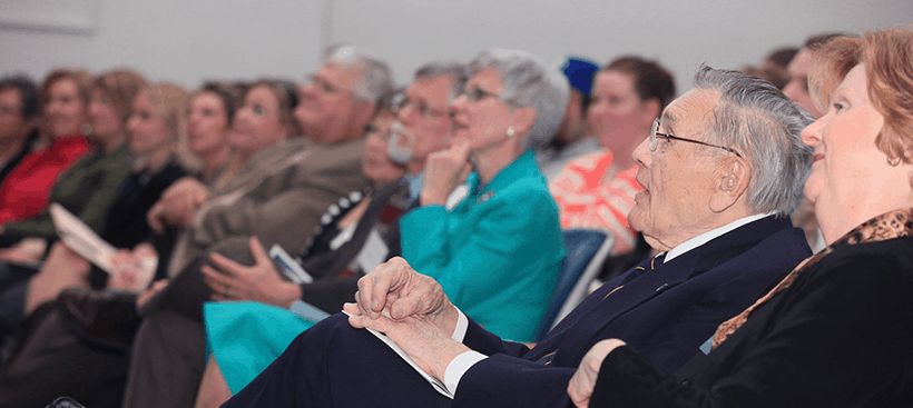 An audience enjoying the Schiffman Lecture Series.
