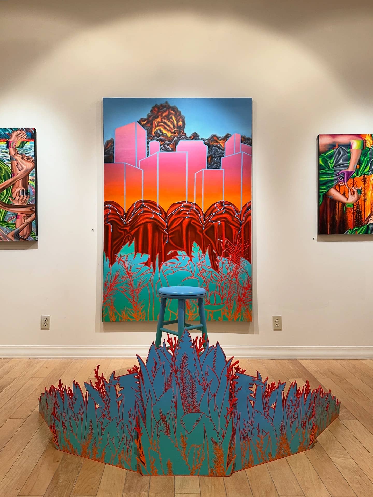 Display of the colorful work by artist Live Xandersmith in the Hardwick Gallery.