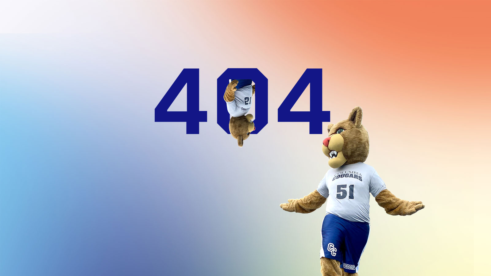 Scooter the Cougar announcing you've reached a 404 error page